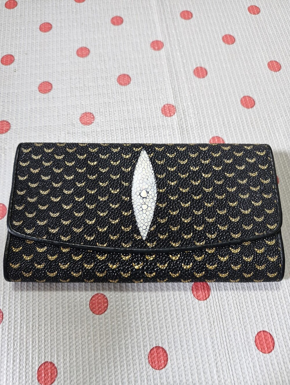 Black Stingray Skin Trifold Wallet